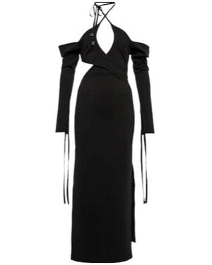 The Attico Greta Off-Shoulder Halterneck Dress - Black