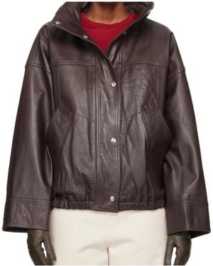 Rohe Long Sleeve Leather Jacket - Brown