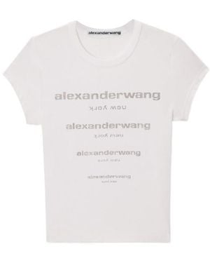 Alexander Wang Crystal Gradient Logo Fitted Tee - White