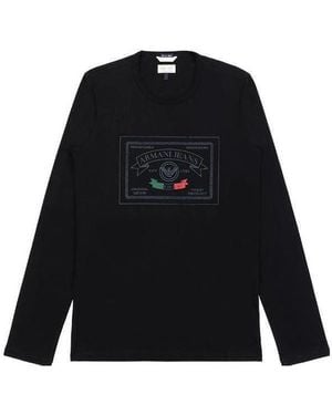 Armani Jeans T-Shirt With Round Neck And Long Sleeves - Black