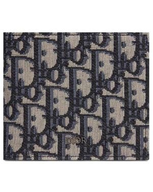 Dior Homme Oblique Jacquard Compact Wallet - Grey
