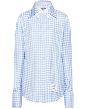 Thom Browne Twill Gingham Shirt - Blue