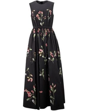 Giambattista Valli Carnation Long Sleeveless Poplin Dress - Black