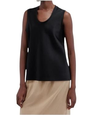Carven Sleeveless Split-Neck Top - Black