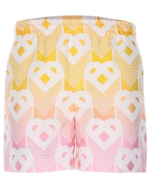 CASABLANCA Monogram Effect Elastic Waist Shorts - Pink