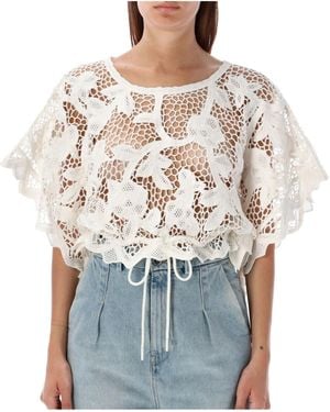 Zimmermann Golden Crochet Lace Top - Blue
