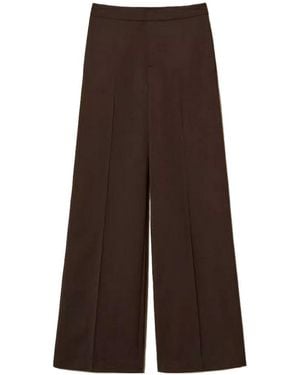 Twinset Matte Satin Wide Leg Pants - Brown