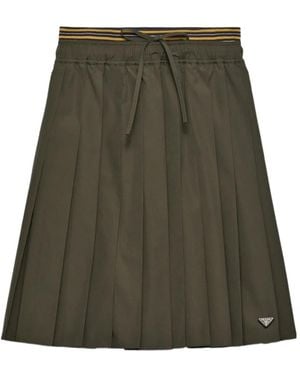 Prada Pleated Poplin Midi-Skirt - Green