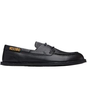 Moschino Leather Boat Shoes - Black
