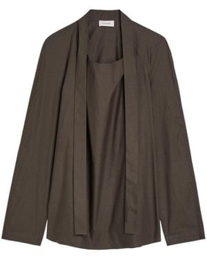 Lemaire Ascot Cotton And Silk-Blend Blouse - Brown