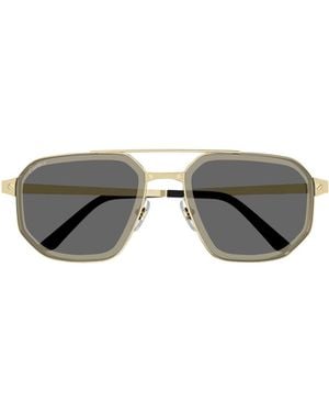 Cartier Geometric Double-Bridge Sunglasses - Metallic