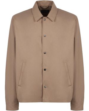 Kiton Knitted Button-Up Overshirt - Brown