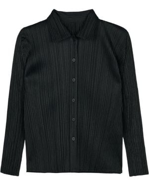 Pleats Please Issey Miyake Pleated Button-Down Shirt - Black