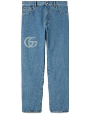 Gucci Lasered Double G Denim Jeans - Blue