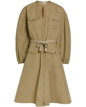 Moncler Crew Neck Embroidered Dress - Natural