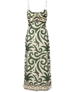 Johanna Ortiz Water Adventure Linen Midi Dress - Green