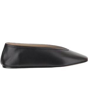 Le Monde Beryl Tapered Toe Leather Flat Shoes - Black