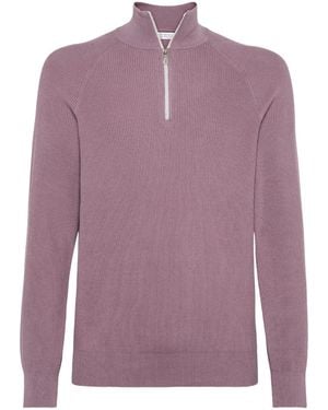 Brunello Cucinelli High Neck Knitted Jumper - Purple