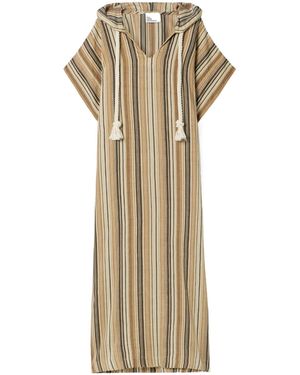 Lisa Marie Fernandez Striped Linen-Blend Kaftan - Metallic
