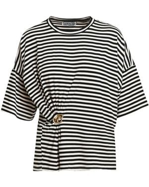 Essentiel Antwerp Kriss Striped Brooch T-Shirt - Black