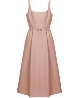 Dior Mid-Length Flared Dress With Belt - Pink