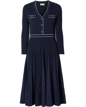 Jonathan Simkhai Pleated-Detail Striped Knit Midi Dress - Blue