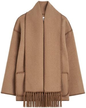 TOTEME Totême Buttoned Whipstitch-Trim Scarf Jacket - Brown