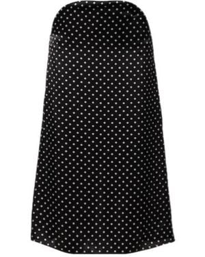 Jean Paul Gaultier Cutout Polka-Dot Silk Midi Skirt - Black