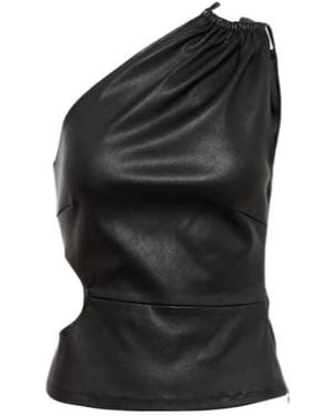 Amiri Cutout Leather Top - Black
