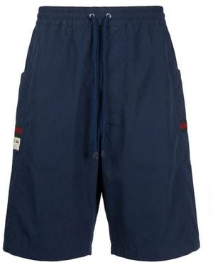 Gucci Logo Patch Track Shorts - Blue