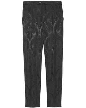 Saint Laurent Paisley Jacquard Straight Trousers - Grey