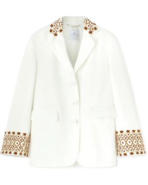Ermanno Scervino Single Breasted Embroidered Jacket - White