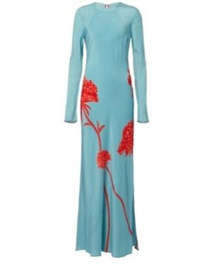 SIR. Amelie Floral Silk Crêpe De Chine Maxi Dress - Blue