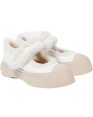 Marni Pablo Wool-Lined Leather Flats - Natural