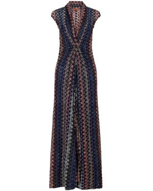 Missoni Metallic-Knit Cap-Sleeve Maxi Dress - Blue