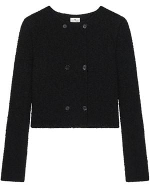 Courreges Courrèges Bouclette Knit Double Breasted Jacket - Black