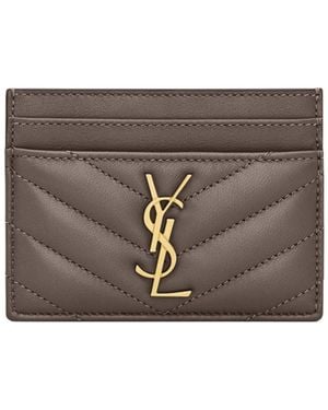 Saint Laurent Cassandre Matelassé Card Case - Grey