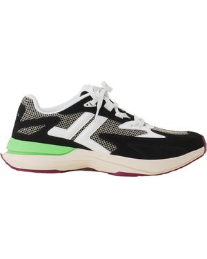Lanvin Mesh-Panel Leather Sneakers - Green