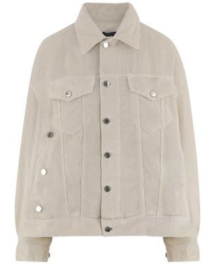 Haikure Ribbed Button-Up Jacket - Natural
