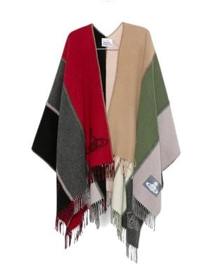 Vivienne Westwood Patchwork Fringe Cape - Red
