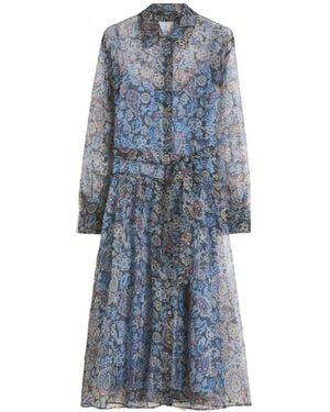 Weekend by Maxmara Printed Silk Shirt Dress - Blue