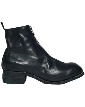 Guidi Front Zip Ankle Boots - Black