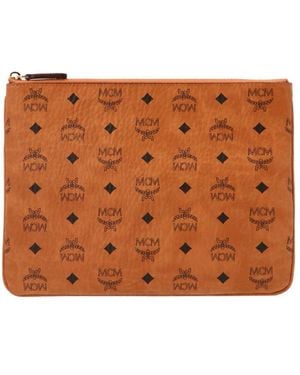 MCM Visetos Printed Zipped Crossbody Bag - Brown