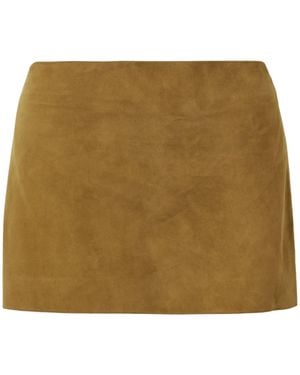 KHAITE Jett Suede Mini Skirt - Natural