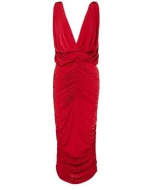 Magda Butrym Ruched Draped Midi Dress - Red