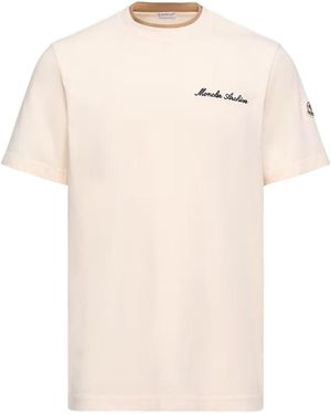 Moncler Logo Embroidered Crewneck T-Shirt - White