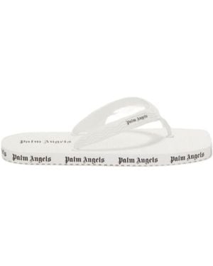 Palm Angels Logo Printed Flop Flips - White