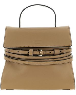 Moschino Tie Me Logo Embossed Tote Bag - Natural