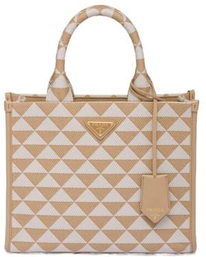 Prada Symbole Small Top Handle Bag - Natural