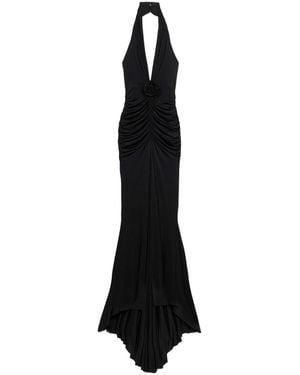 Blumarine Ruched Halterneck Maxi Dress - Black